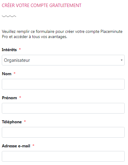 Créer un compte Placeminute Pro - Placeminute FAQ